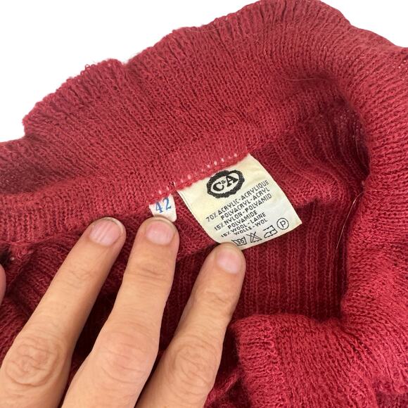 Vintage 1970s Burgundy Knit Midi Dress by C&A – Size 6/42 - Picture 12 of 14